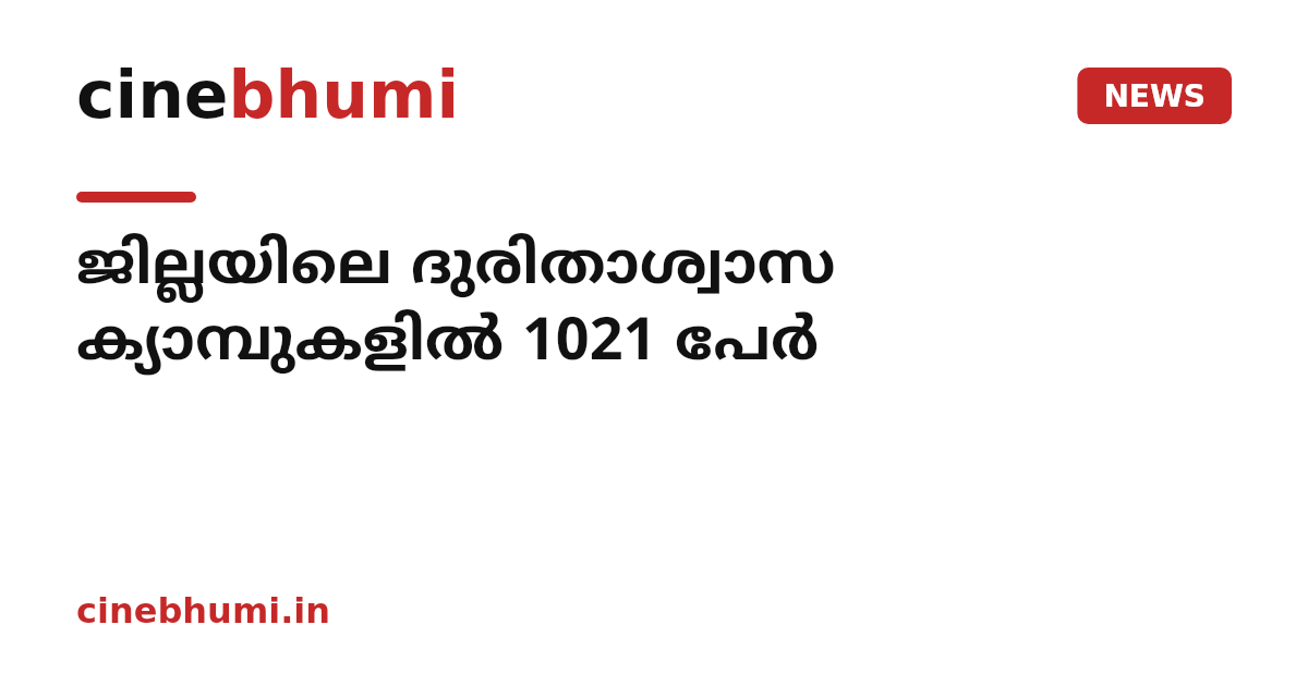 ജില്ലയിലെ ദുരിതാശ്വാസ ക്യാമ്പുകളില്‍ 1021 പേര്‍