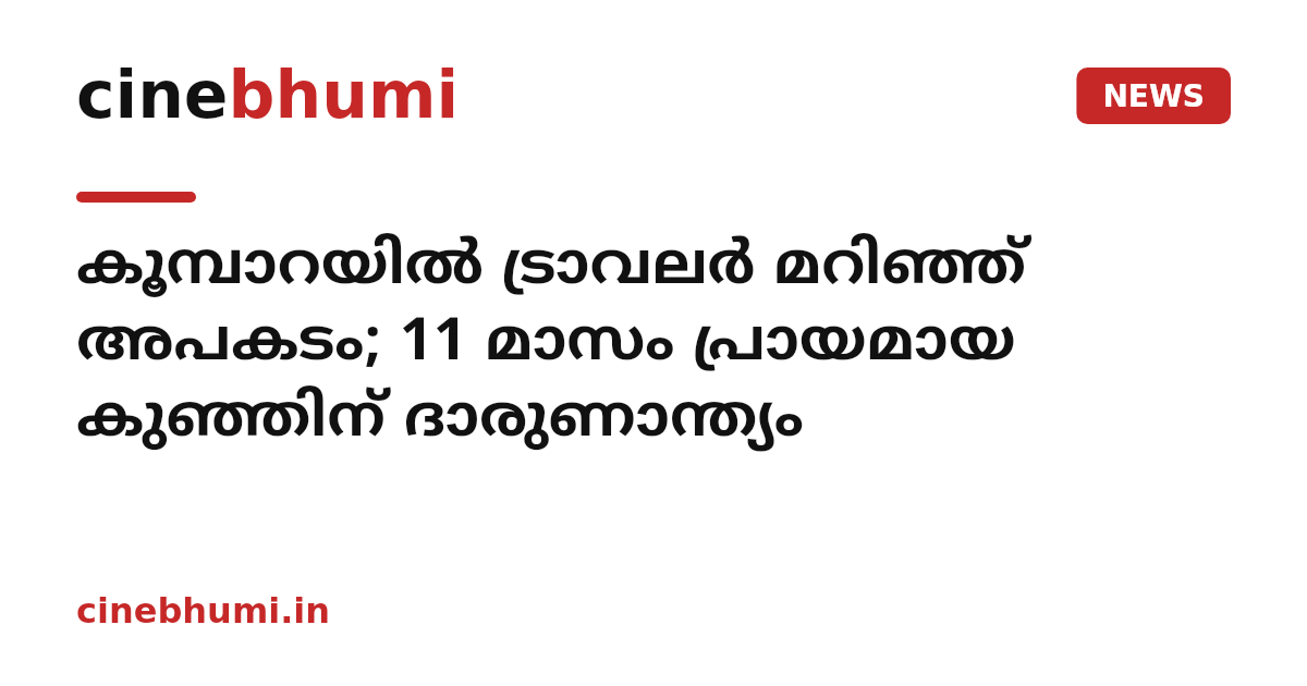കൂമ്പാറയിൽ ട്രാവലർ മറിഞ്ഞ് അപകടം; 11 മാസം പ്രായമായ കുഞ്ഞിന് ദാരുണാന്ത്യം
