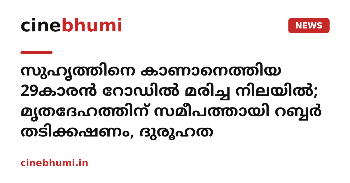 സുഹൃത്തിനെ കാണാനെത്തിയ 29കാരൻ റോഡിൽ മരിച്ച നിലയിൽ; മൃതദേഹത്തിന് സമീപത്തായി റബ്ബർ തടിക്കഷണം, ദുരൂഹത