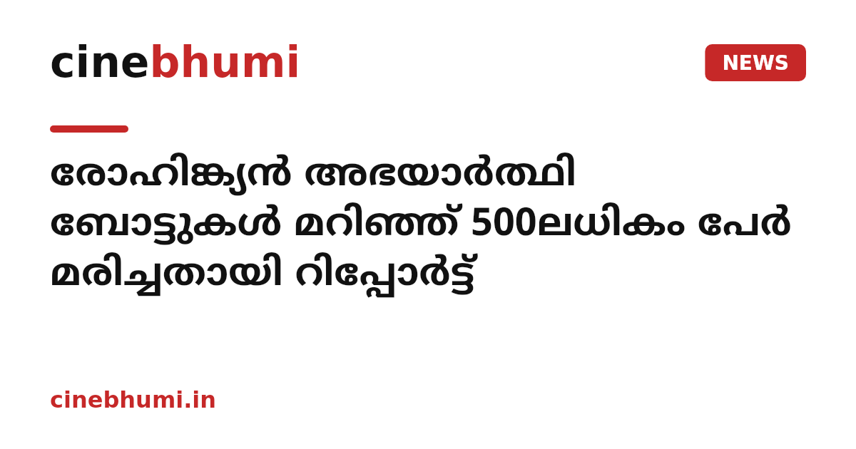 രോഹിങ്ക്യൻ അഭയാർത്ഥി ബോട്ടുകൾ മറിഞ്ഞ് 500ലധികം പേർ മരിച്ചതായി റിപ്പോർട്ട്