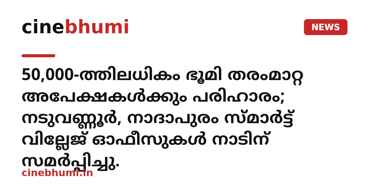 50,000-ത്തിലധികം ഭൂമി തരംമാറ്റ അപേക്ഷകൾക്കും പരിഹാരം; നടുവണ്ണൂർ, നാദാപുരം സ്മാർട്ട് വില്ലേജ് ഓഫീസുകൾ നാടിന് സമർപ്പിച്ചു.