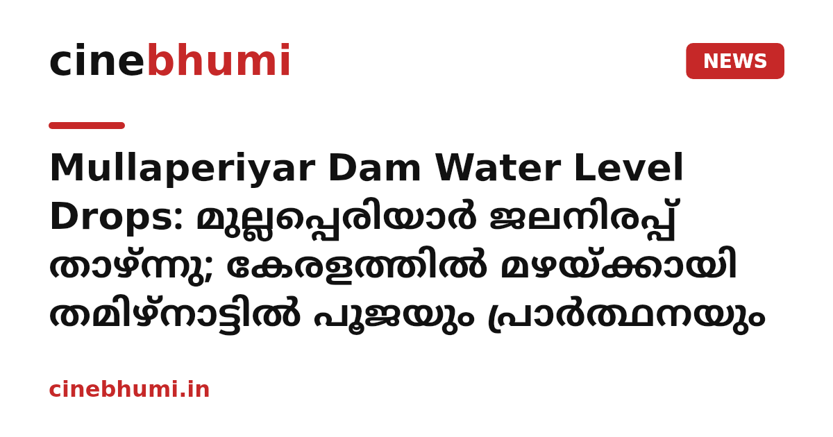 Mullaperiyar Dam Water Level Drops: മുല്ലപ്പെരിയാർ ജലനിരപ്പ് താഴ്ന്നു; കേരളത്തിൽ മഴയ്ക്കായി തമിഴ്നാട്ടിൽ പൂജയും പ്രാർത്ഥനയും