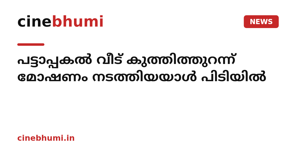 പട്ടാപ്പകൽ വീട് കുത്തിത്തുറന്ന് മോഷണം നടത്തിയയാൾ പിടിയിൽ