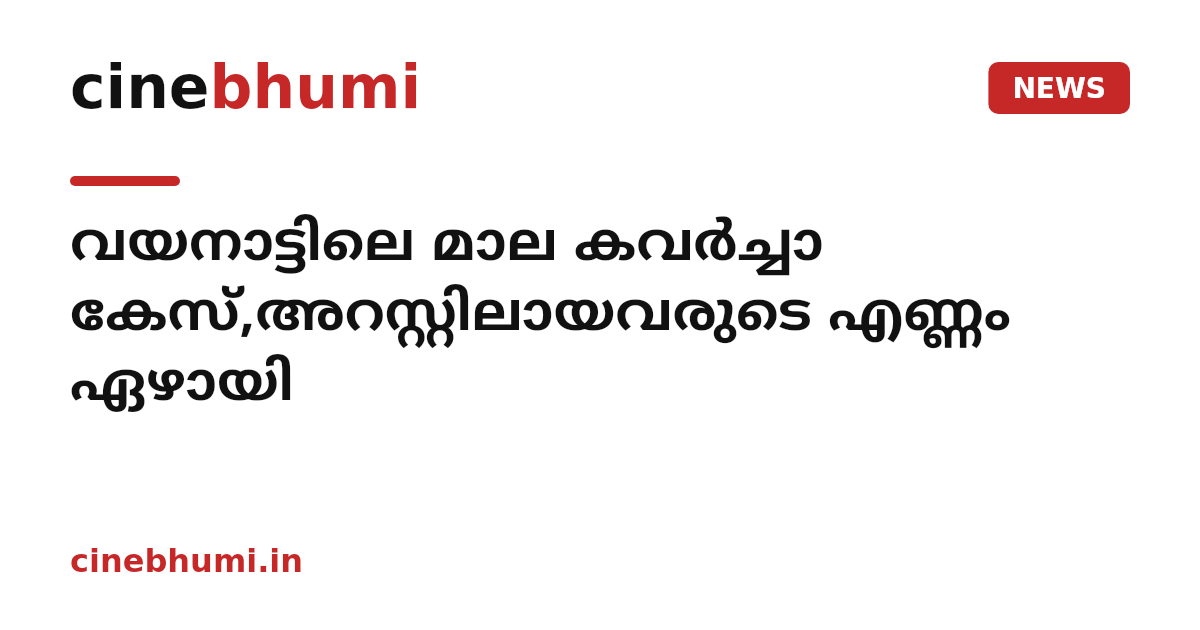 വയനാട്ടിലെ മാല കവർച്ചാ കേസ്,അറസ്റ്റിലായവരുടെ എണ്ണം ഏഴായി