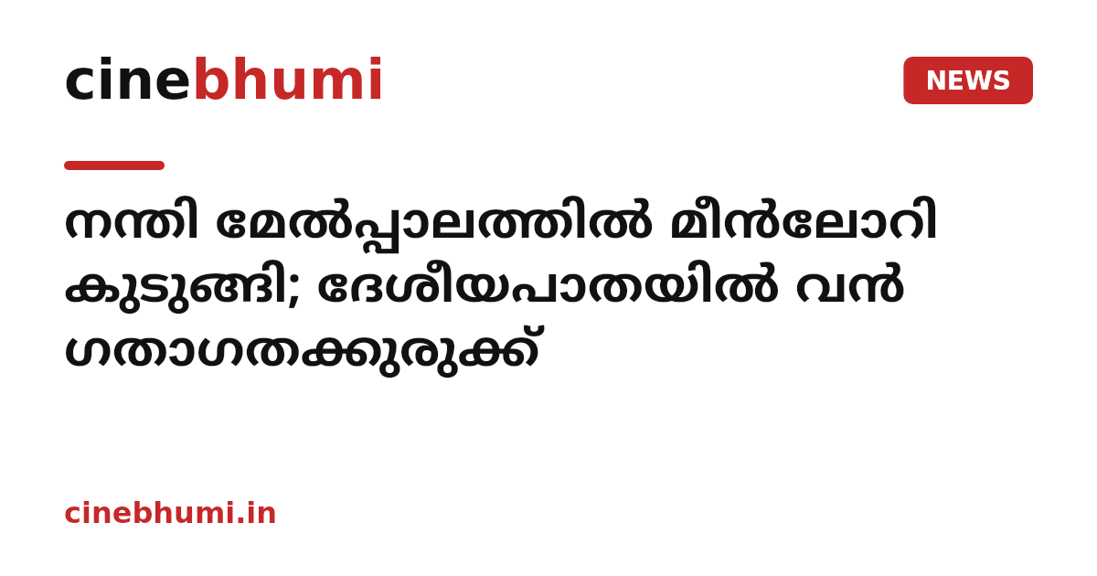 നന്തി മേൽപ്പാലത്തിൽ മീൻലോറി കുടുങ്ങി; ദേശീയപാതയിൽ വൻ ഗതാഗതക്കുരുക്ക്