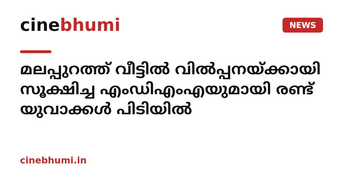 മലപ്പുറത്ത് വീട്ടിൽ വിൽപ്പനയ്ക്കായി സൂക്ഷിച്ച എംഡിഎംഎയുമായി രണ്ട് യുവാക്കൾ പിടിയിൽ