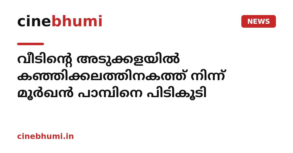 വീടിന്റെ അടുക്കളയില്‍ കഞ്ഞിക്കലത്തിനകത്ത് നിന്ന് മൂര്‍ഖന്‍ പാമ്പിനെ പിടികൂടി