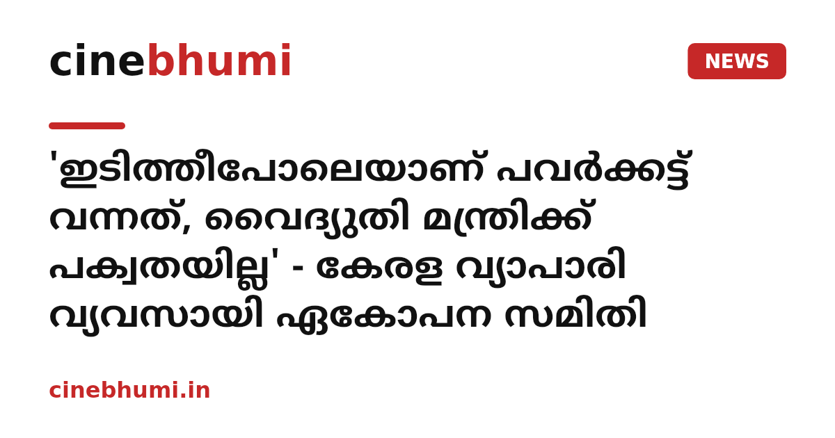 'ഇടിത്തീപോലെയാണ് പവര്‍ക്കട്ട് വന്നത്, വൈദ്യുതി മന്ത്രിക്ക് പക്വതയില്ല' - കേരള വ്യാപാരി വ്യവസായി ഏകോപന സമിതി