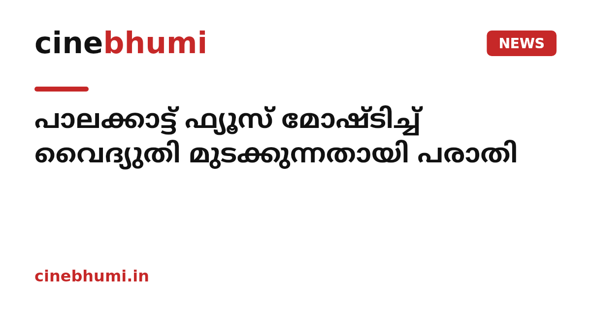പാലക്കാട്ട് ഫ്യൂസ് മോഷ്ടിച്ച് വൈദ്യുതി മുടക്കുന്നതായി പരാതി
