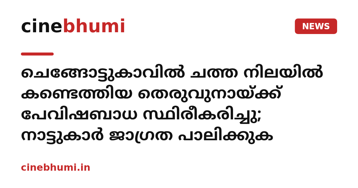 ചെങ്ങോട്ടുകാവില്‍ ചത്ത നിലയില്‍ കണ്ടെത്തിയ തെരുവുനായ്ക്ക് പേവിഷബാധ സ്ഥിരീകരിച്ചു; നാട്ടുകാര്‍ ജാഗ്രത പാലിക്കുക