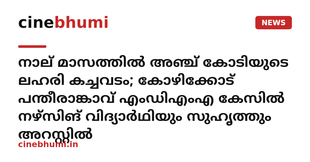 നാല് മാസത്തിൽ അഞ്ച് കോടിയുടെ ലഹരി കച്ചവടം; കോഴിക്കോട് പന്തീരാങ്കാവ് എംഡിഎംഎ കേസിൽ നഴ്സിങ് വിദ്യാർഥിയും സുഹൃത്തും അറസ്റ്റിൽ