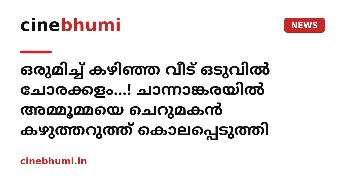 ഒരുമിച്ച് കഴിഞ്ഞ വീട് ഒടുവിൽ ചോരക്കളം...! ചാന്നാങ്കരയിൽ അമ്മൂമ്മയെ ചെറുമകൻ കഴുത്തറുത്ത് കൊലപ്പെടുത്തി