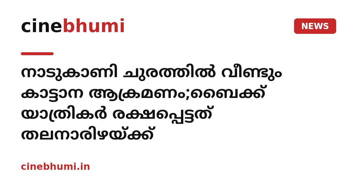 നാടുകാണി ചുരത്തില്‍ വീണ്ടും കാട്ടാന ആക്രമണം;ബൈക്ക് യാത്രികര്‍ രക്ഷപ്പെട്ടത് തലനാരിഴയ്ക്ക്