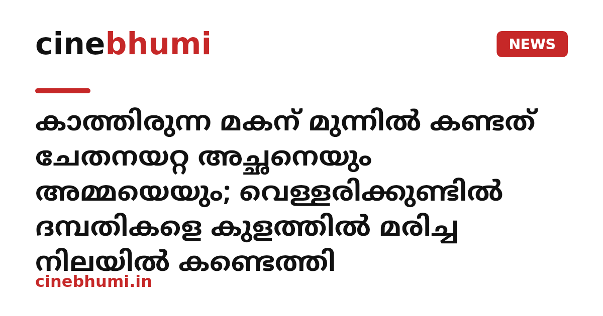 കാത്തിരുന്ന മകന് മുന്നിൽ കണ്ടത് ചേതനയറ്റ അച്ഛനെയും അമ്മയെയും; വെള്ളരിക്കുണ്ടിൽ ദമ്പതികളെ കുളത്തിൽ മരിച്ച നിലയിൽ കണ്ടെത്തി