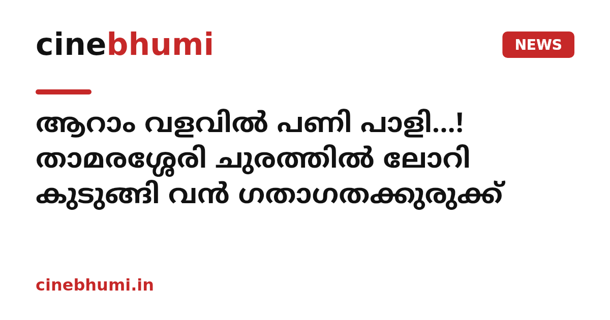 ആറാം വളവിൽ പണി പാളി...! താമരശ്ശേരി ചുരത്തിൽ ലോറി കുടുങ്ങി വൻ ഗതാഗതക്കുരുക്ക്