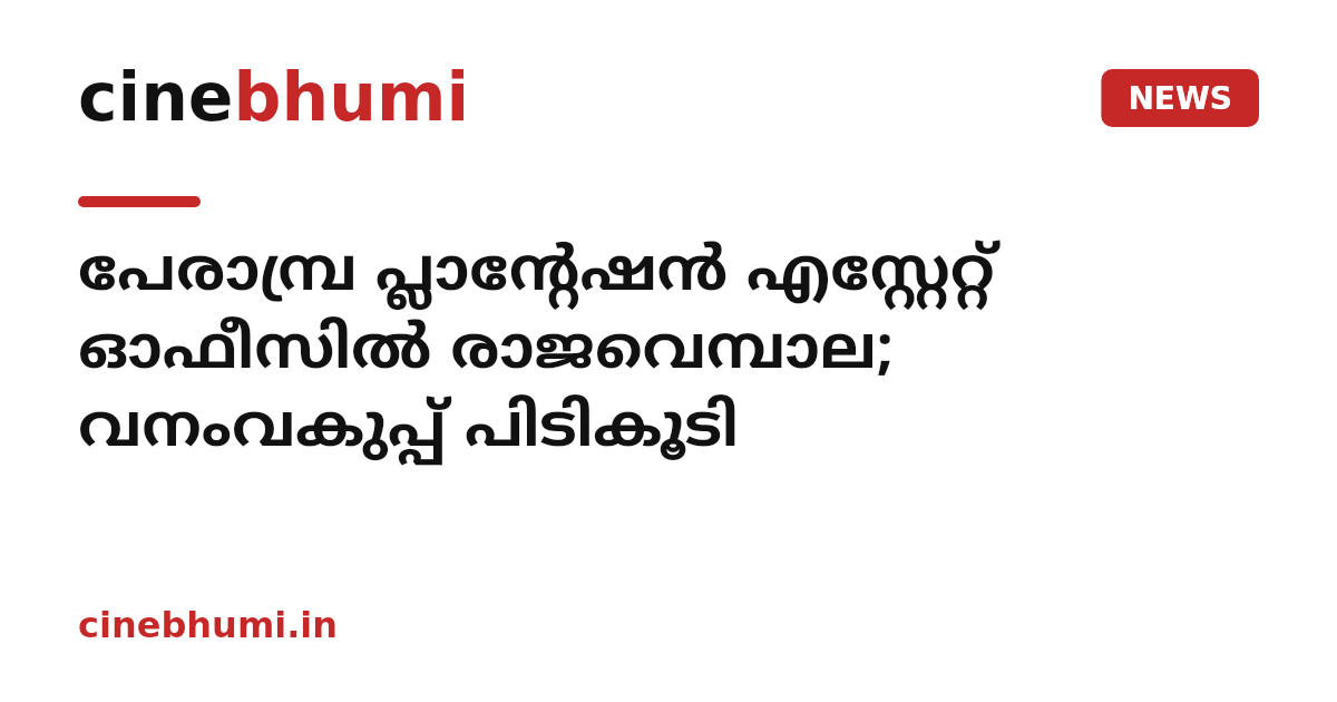പേരാമ്പ്ര പ്ലാന്റേഷന്‍ എസ്റ്റേറ്റ് ഓഫീസില്‍ രാജവെമ്പാല; വനംവകുപ്പ് പിടികൂടി
