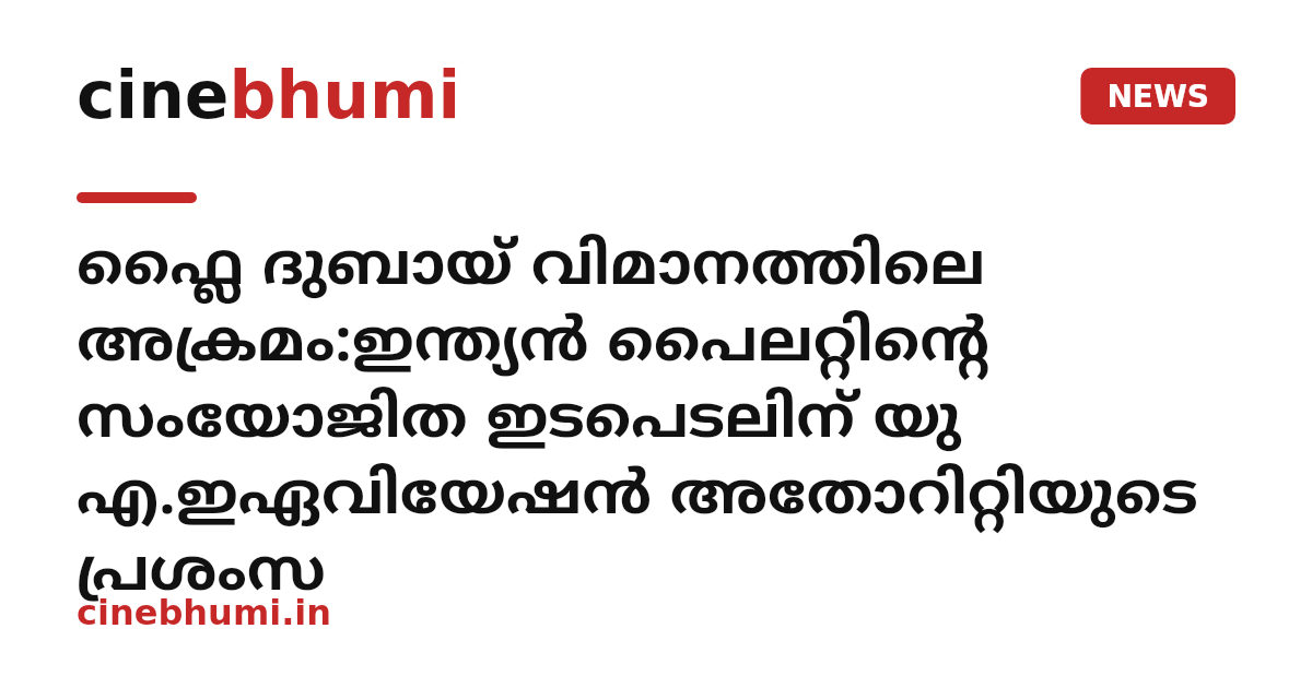 ഫ്ലൈ ദുബായ് വിമാനത്തിലെ അക്രമം:ഇന്ത്യൻ പൈലറ്റിന്റെ സംയോജിത ഇടപെടലിന് യു എ.ഇഏവിയേഷൻ അതോറിറ്റിയുടെ പ്രശംസ