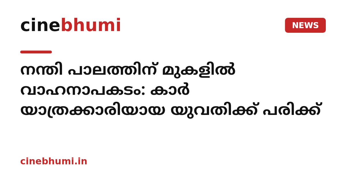 നന്തി പാലത്തിന് മുകളിൽ വാഹനാപകടം: കാർ യാത്രക്കാരിയായ യുവതിക്ക് പരിക്ക്