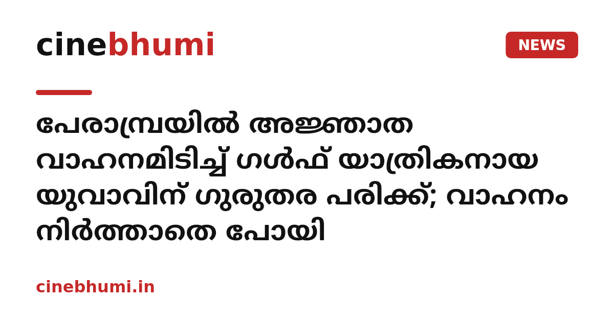 പേരാമ്പ്രയില്‍ അജ്ഞാത വാഹനമിടിച്ച് ഗള്‍ഫ് യാത്രികനായ യുവാവിന് ഗുരുതര പരിക്ക്; വാഹനം നിര്‍ത്താതെ പോയി