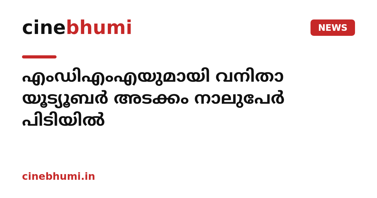 എംഡിഎംഎയുമായി വനിതാ യൂട്യൂബർ അടക്കം നാലുപേർ പിടിയിൽ