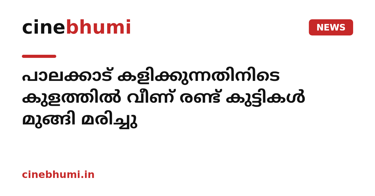 പാലക്കാട് കളിക്കുന്നതിനിടെ കുളത്തിൽ വീണ് രണ്ട് കുട്ടികൾ മുങ്ങി മരിച്ചു