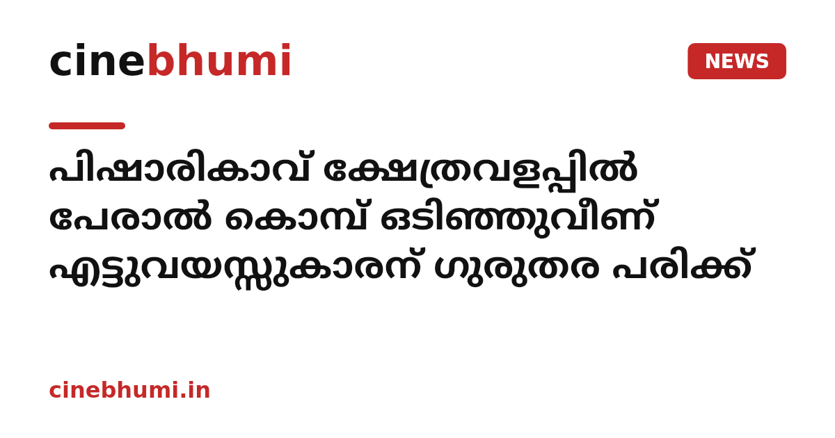 പിഷാരികാവ് ക്ഷേത്രവളപ്പില്‍ പേരാല്‍ കൊമ്പ് ഒടിഞ്ഞുവീണ് എട്ടുവയസ്സുകാരന് ഗുരുതര പരിക്ക്