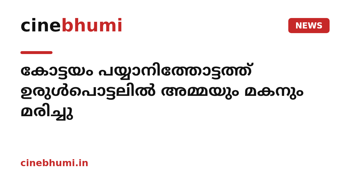 കോട്ടയം പയ്യാനിത്തോട്ടത്ത് ഉരുൾപൊട്ടലിൽ അമ്മയും മകനും മരിച്ചു