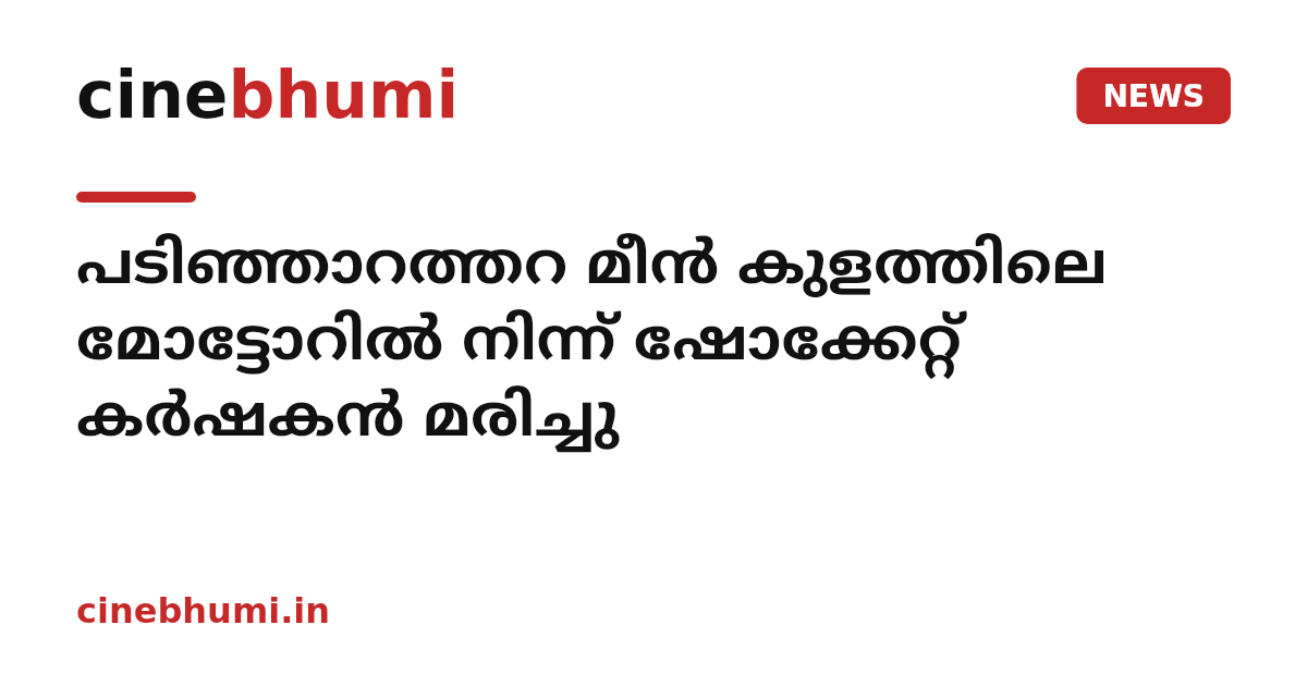 പടിഞ്ഞാറത്തറ മീൻ കുളത്തിലെ മോട്ടോറിൽ നിന്ന് ഷോക്കേറ്റ് കർഷകൻ മരിച്ചു