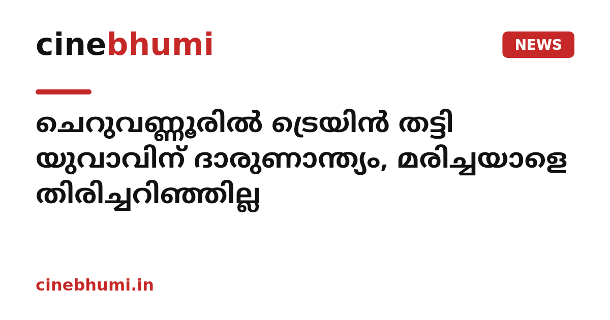 ചെറുവണ്ണൂരിൽ ട്രെയിൻ തട്ടി യുവാവിന് ദാരുണാന്ത്യം, മരിച്ചയാളെ തിരിച്ചറിഞ്ഞില്ല