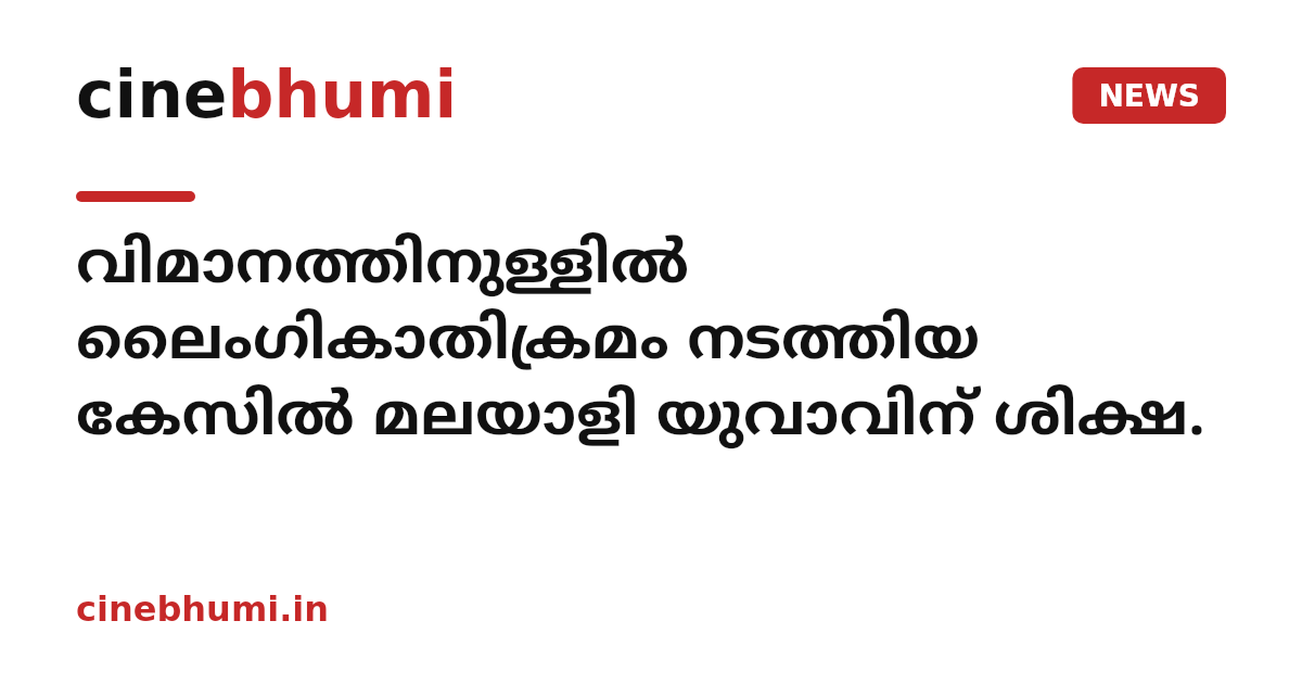 വിമാനത്തിനുള്ളിൽ ലൈംഗികാതിക്രമം നടത്തിയ കേസില്‍ മലയാളി യുവാവിന് ശിക്ഷ.