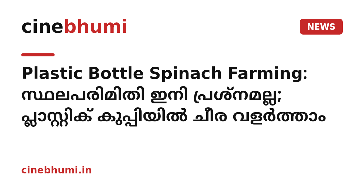 Plastic Bottle Spinach Farming: സ്ഥലപരിമിതി ഇനി പ്രശ്‌നമല്ല; പ്ലാസ്റ്റിക് കുപ്പിയിൽ ചീര വളർത്താം