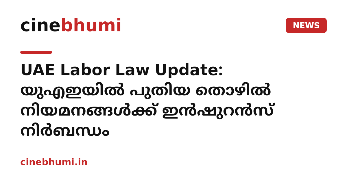 UAE Labor Law Update: യുഎഇയിൽ പുതിയ തൊഴിൽ നിയമനങ്ങൾക്ക് ഇൻഷുറൻസ് നിർബന്ധം