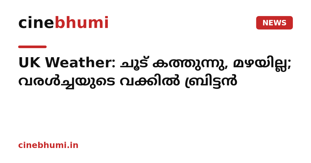 UK Weather: ചൂട് കത്തുന്നു, മഴയില്ല; വരൾച്ചയുടെ വക്കിൽ ബ്രിട്ടൻ